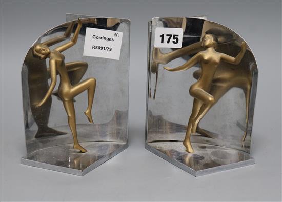 A pair of Art Deco chromed bookends height 15cm